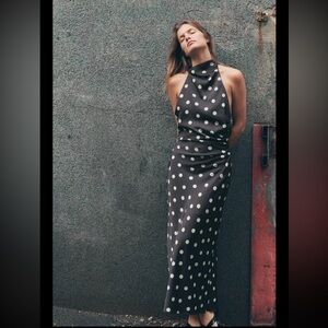 Zara Black Polka Dot Halter Dress